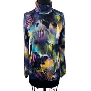 Sno Skins Multicolor Kaleidoscope Printed Turtleneck Pullover Base Layer USA L